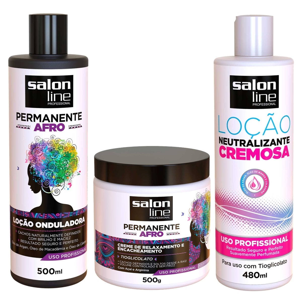 Kit Afro Permanente Crema Relajante + Loción para Ondas + Neutralizador