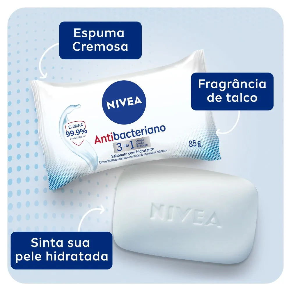 Sabonete Em Barra Nivea Antibacteriano 3 Em 1 - 85g