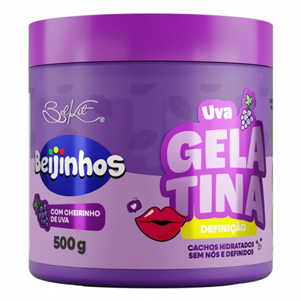 Gelatina Capilar Modeladora Beijinhos Uva 500g - Cachos Definidos e Hidratados