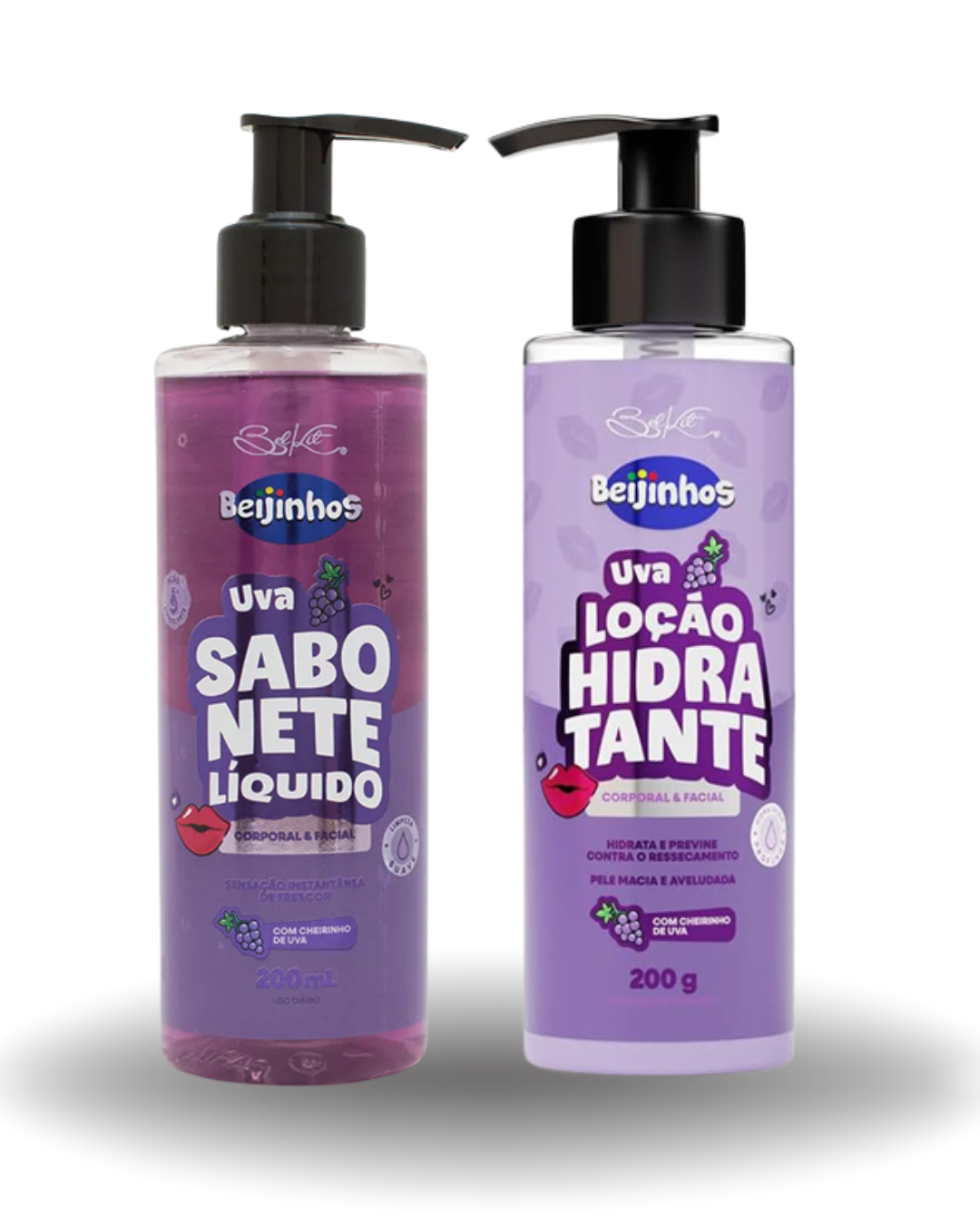 Kit Beijinhos Uva Locao Hidratante + Sabonete Líquido Facial e Corporal