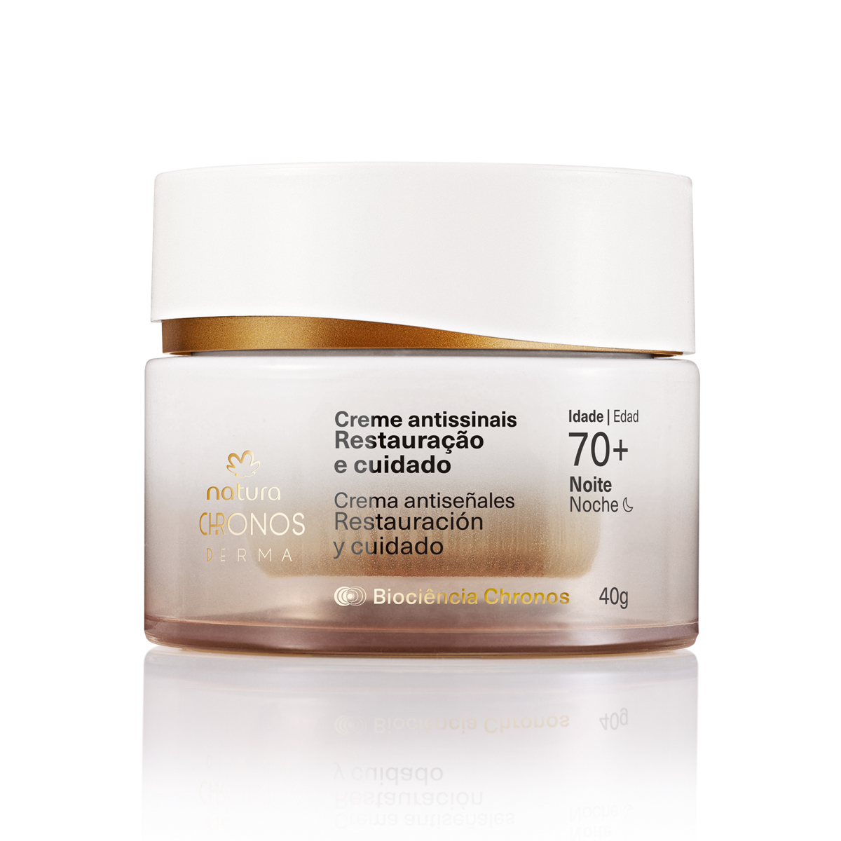 Crema antiedad restauradora y cuidado Chronos Derma 70+ Noche