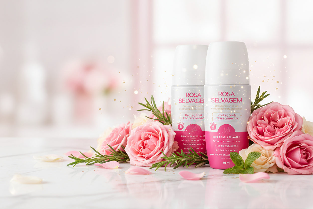 Voltou ao Estoque! Rosa Selvagem Desodorante Roll-On Clareador — O Queridinhos das Brasileiras nos EUA