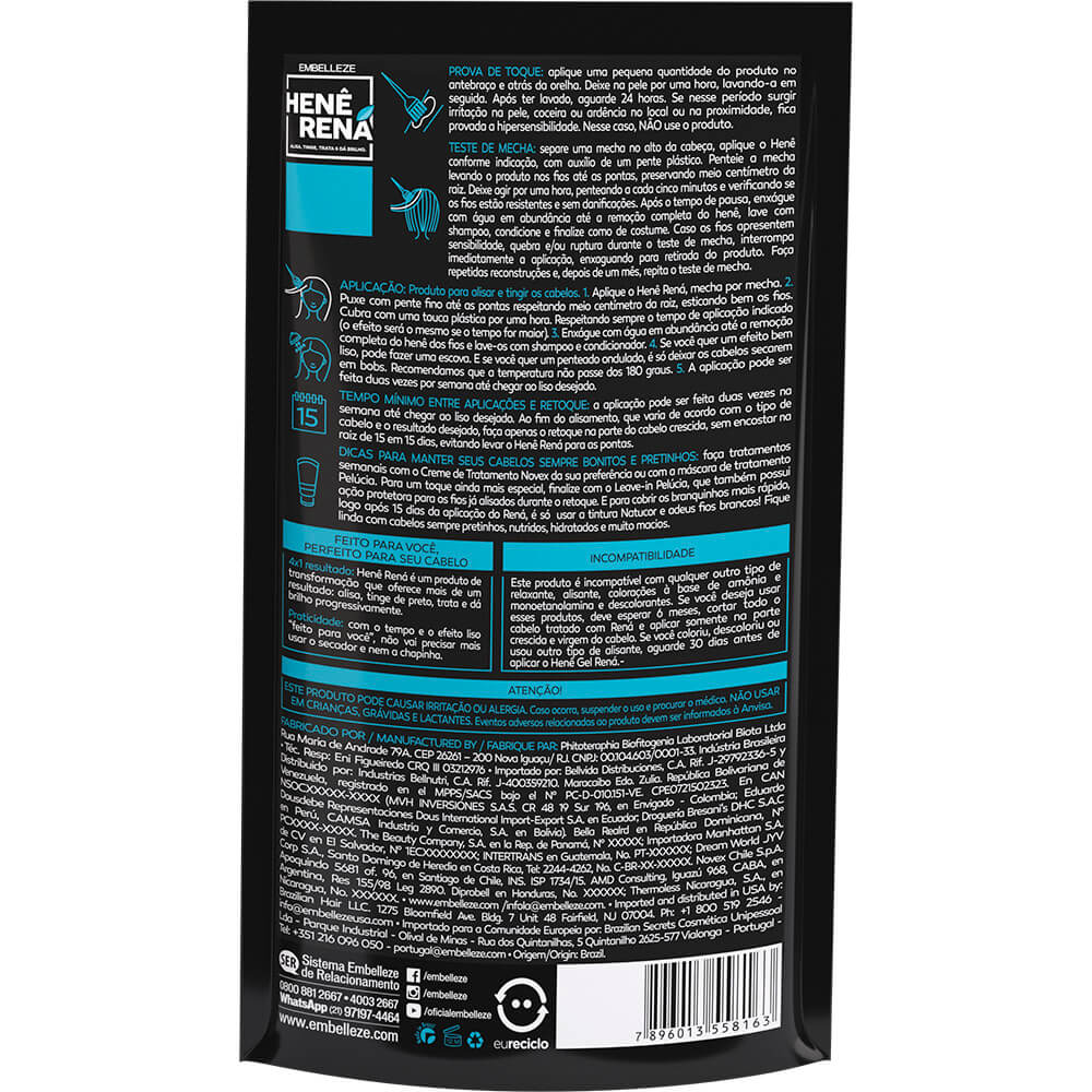 Embelleze Rená Henê Preto Azulado 180g