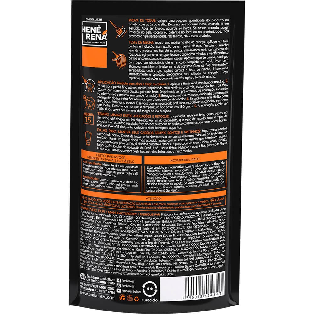 Embelleze Rená Henê Gel Preto Café 180g