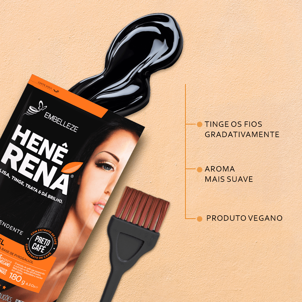 Embelleze Rená Henê Gel Preto Café 180g