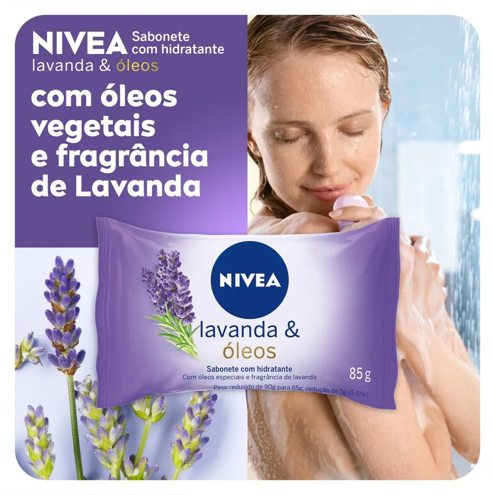Nivea Sabonete Lavanda Oleos Modelo Tomando Banho Banner Lifestyle 85g