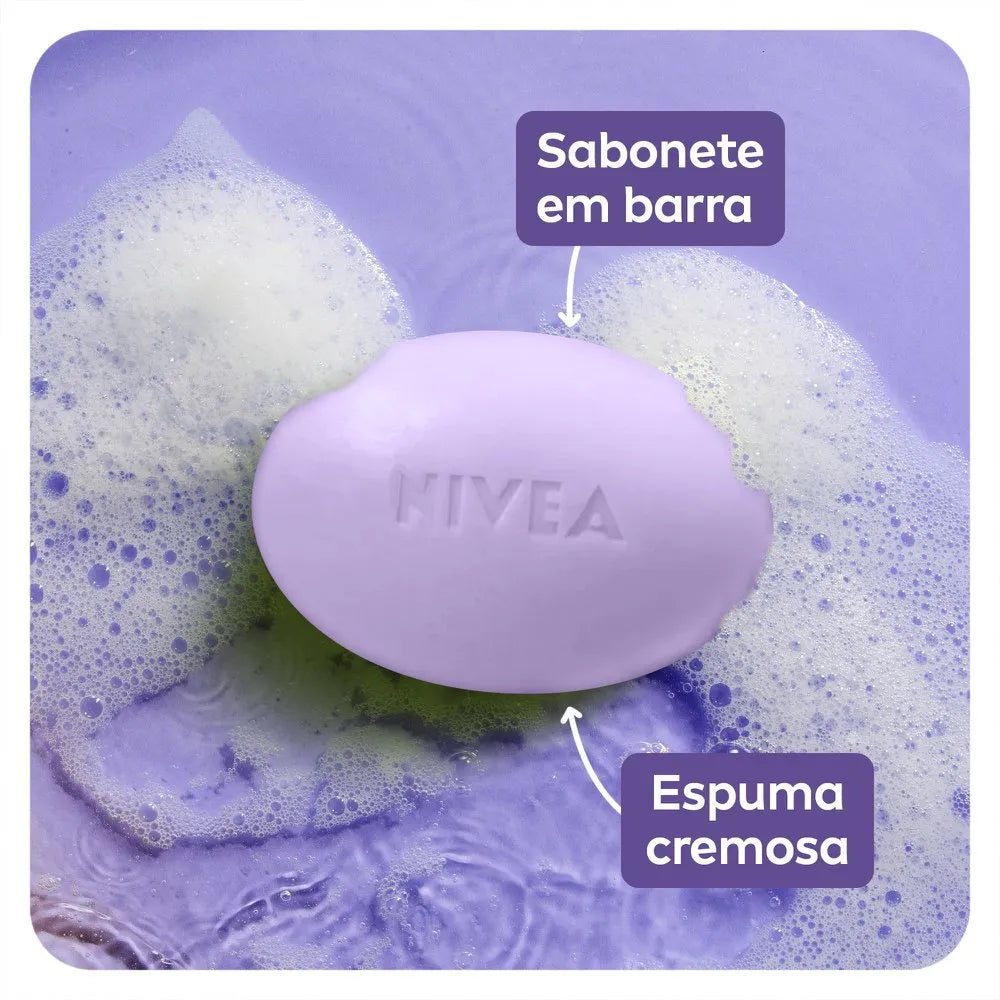 Nivea Sabonete Lavanda Oleos Barra Sabonete Espuma Cremosa Detalhe Produto 85g