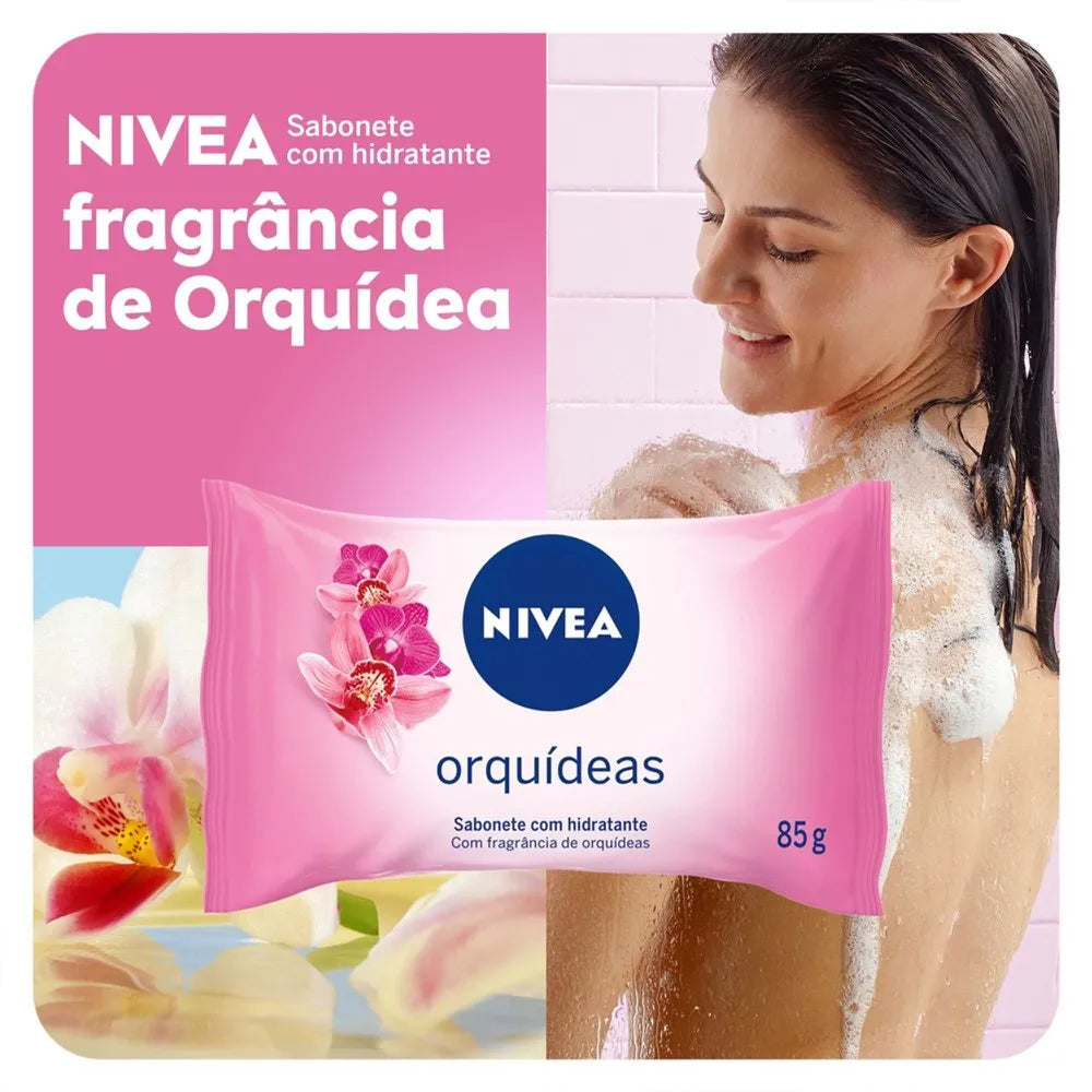Nivea Sabonete em Barra Hidratante Orquideas Fragrancia de Orquidea Embalagem 85g
