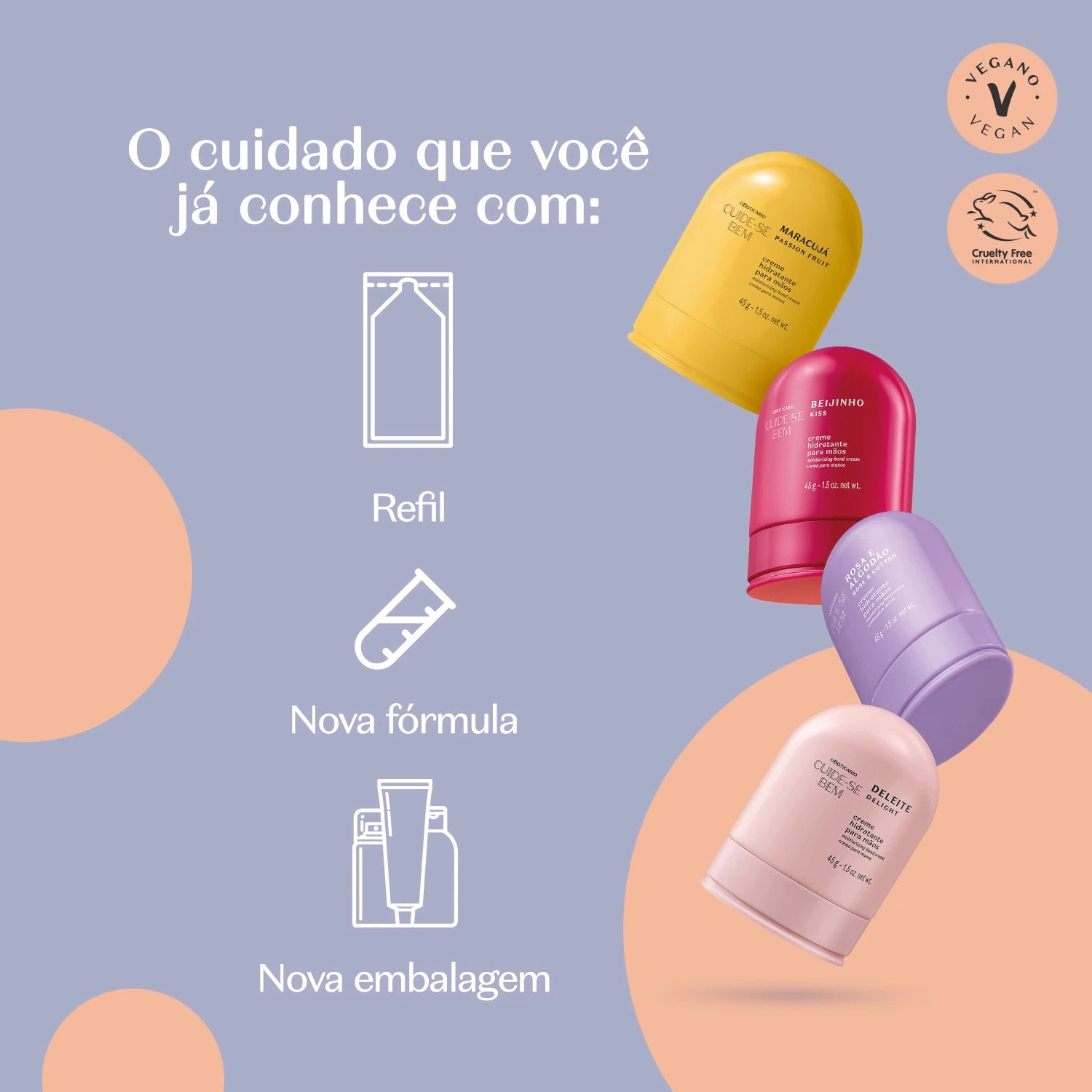 O Boticário Cuide-se Bem Creme Hidratante para Mãos Feira Maracujá 45g