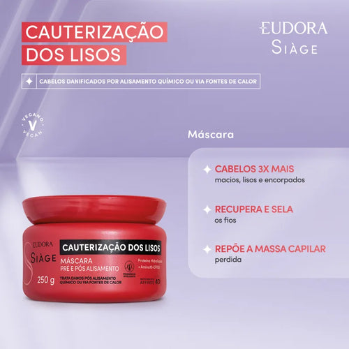 Eudora Siàge Máscara Capilar Cauterização dos Lisos 250g