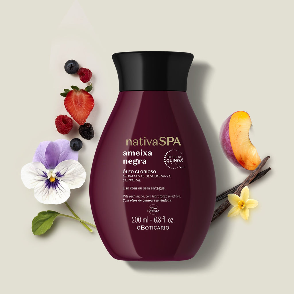 Nativa SPA Ameixa Negra Óleo 200ml com notas de frutas vermelhas, ameixa e flores