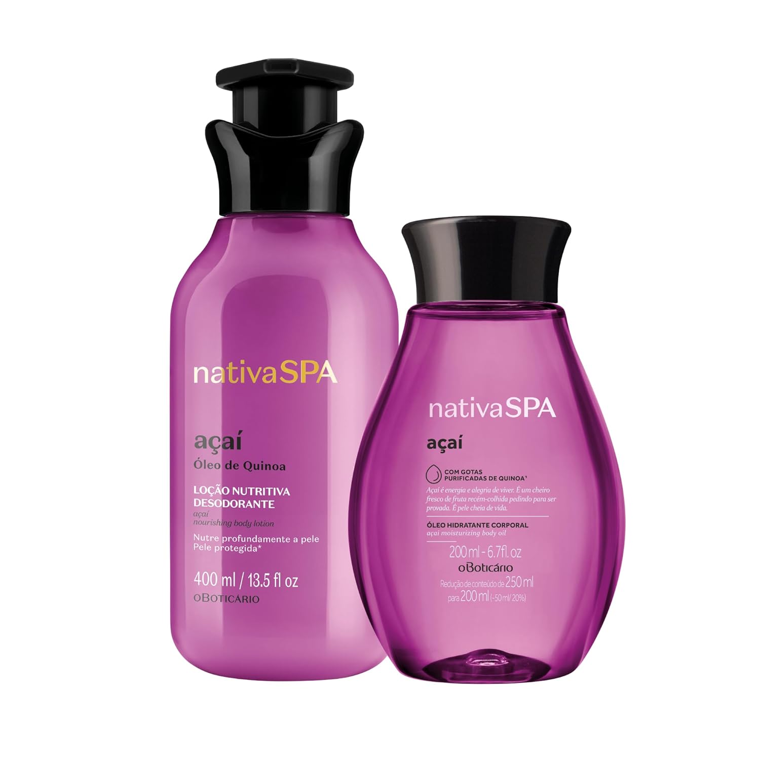 O Boticário Nativa SPA Kit Açaí Loção Hidratante 400ml + Óleo Corporal 200ml