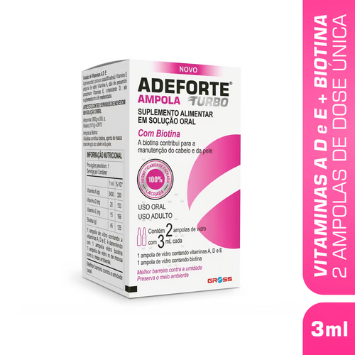 Adeforte Turbo Ampola Suplemento Biotina e Vitaminas 3ml - embalagem