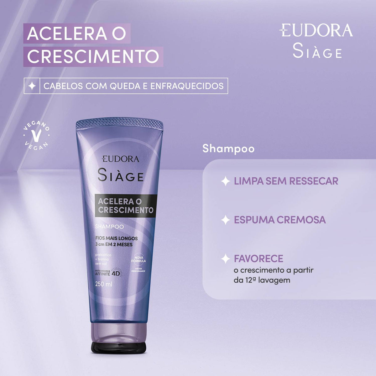 Eudora Siàge Acelera o Crescimento Shampoo 250ml benefícios