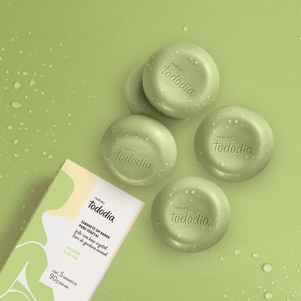 Sabonete em Barra Puro Vegetal Tododia Alecrim e Sálvia - 5 un. de 90 g