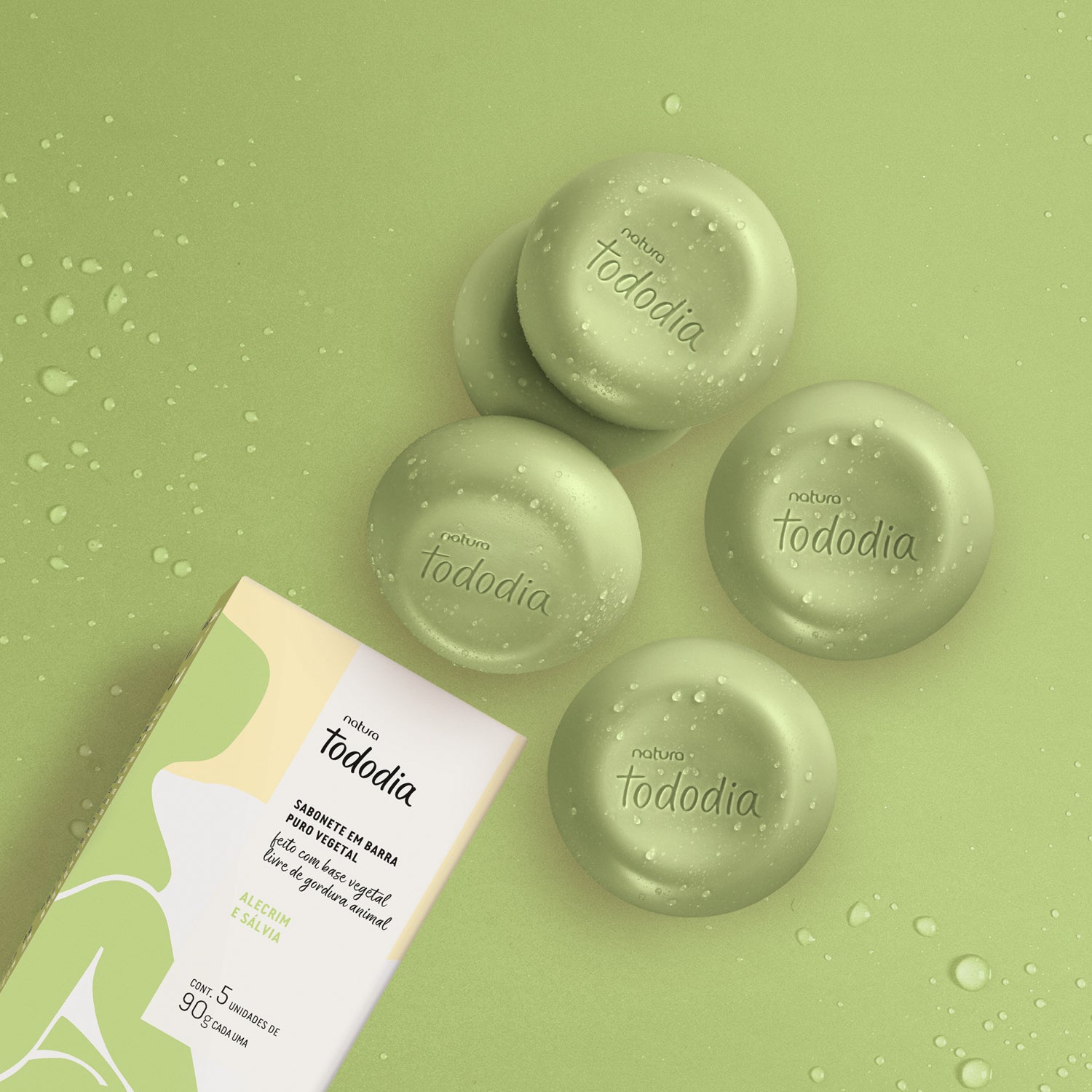 Sabonete em Barra Puro Vegetal Tododia Alecrim e Sálvia - 5 un. de 90 g