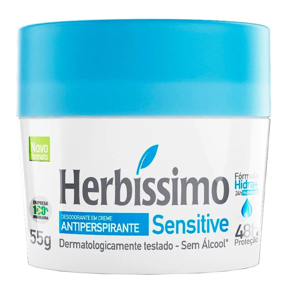 Herbíssimo Desodorante Creme Sensitive 55g | Sem Álcool | Unissex