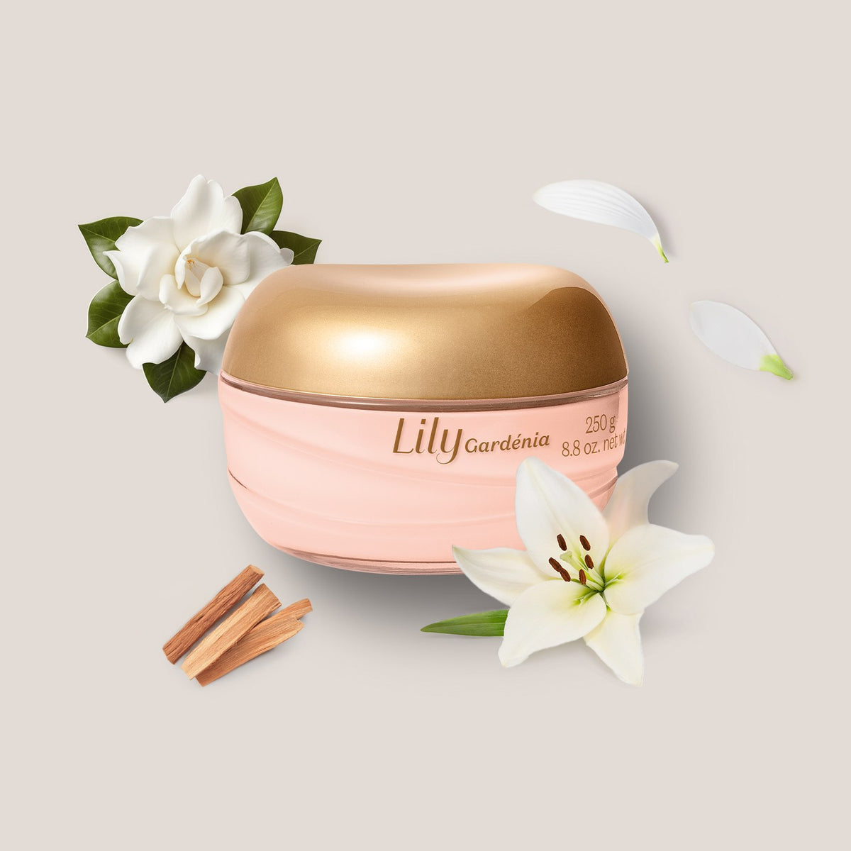 O Boticário Lily Gardénia Creme Acetinado Hidratante Desodorante Corporal 250g