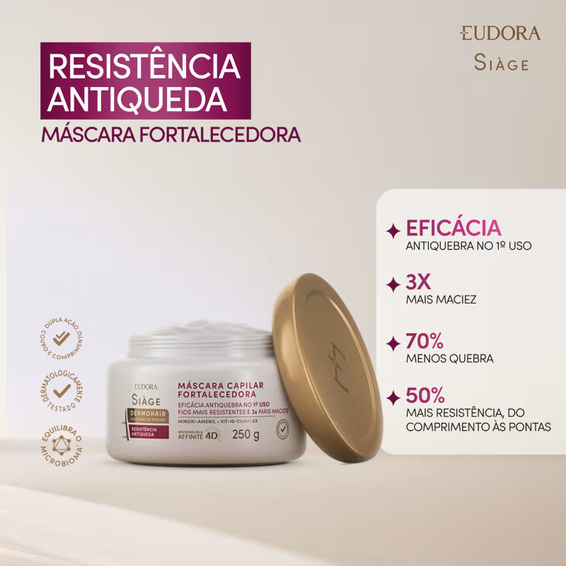 Eudora Siàge Dermo Hair Máscara Capilar Resistência Antiqueda 250g