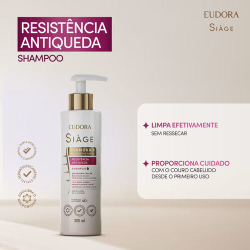 Eudora Siage Dermo Hair Shampoo Resistencia Antiqueda Beneficios Embalagem 300ml