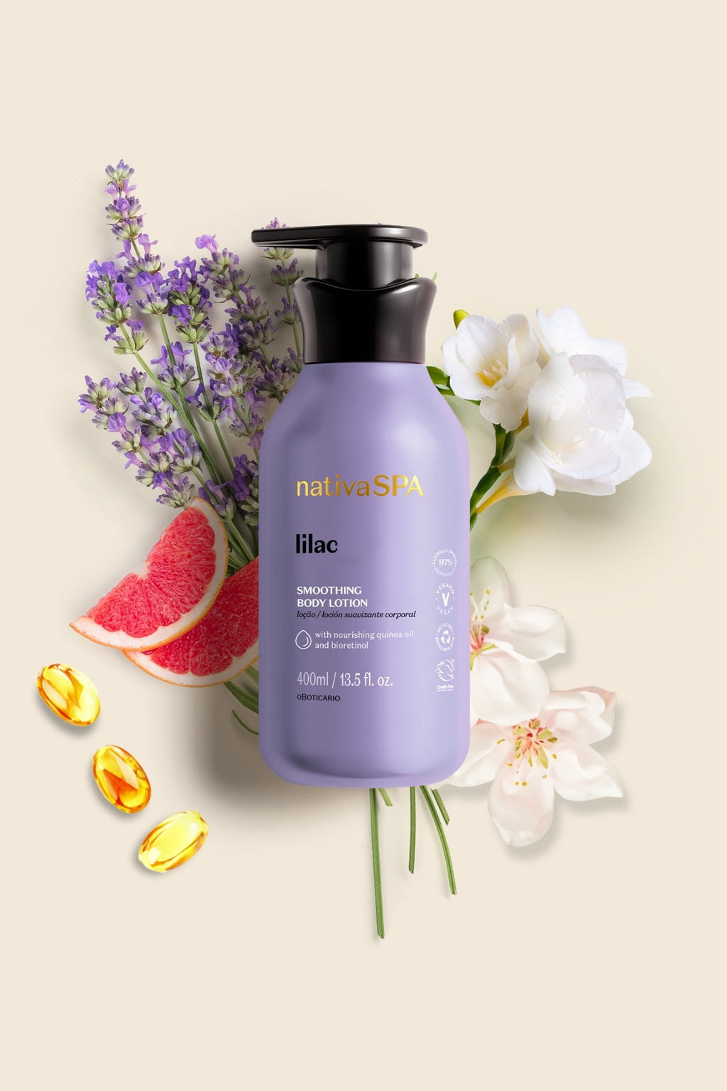 O Boticário Nativa SPA Lilac Loção Renovadora Desodorante Hidratante 400ml