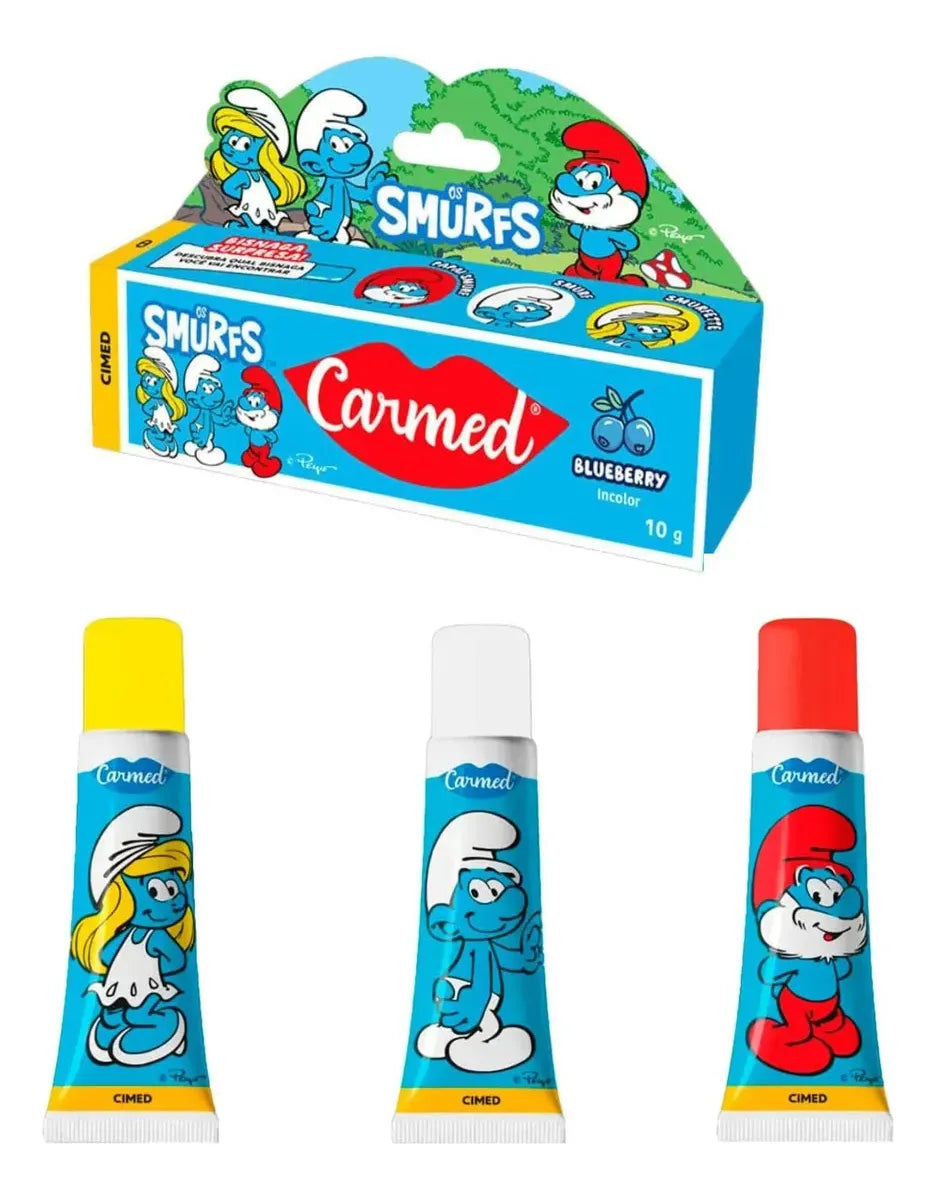 Hidratante Labial Carmed Smurfs - Blueberry 10g