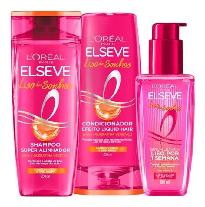 L'Oréal Paris Elseve Liso dos Sonhos Kit Rotina Capilar 3 Produtos