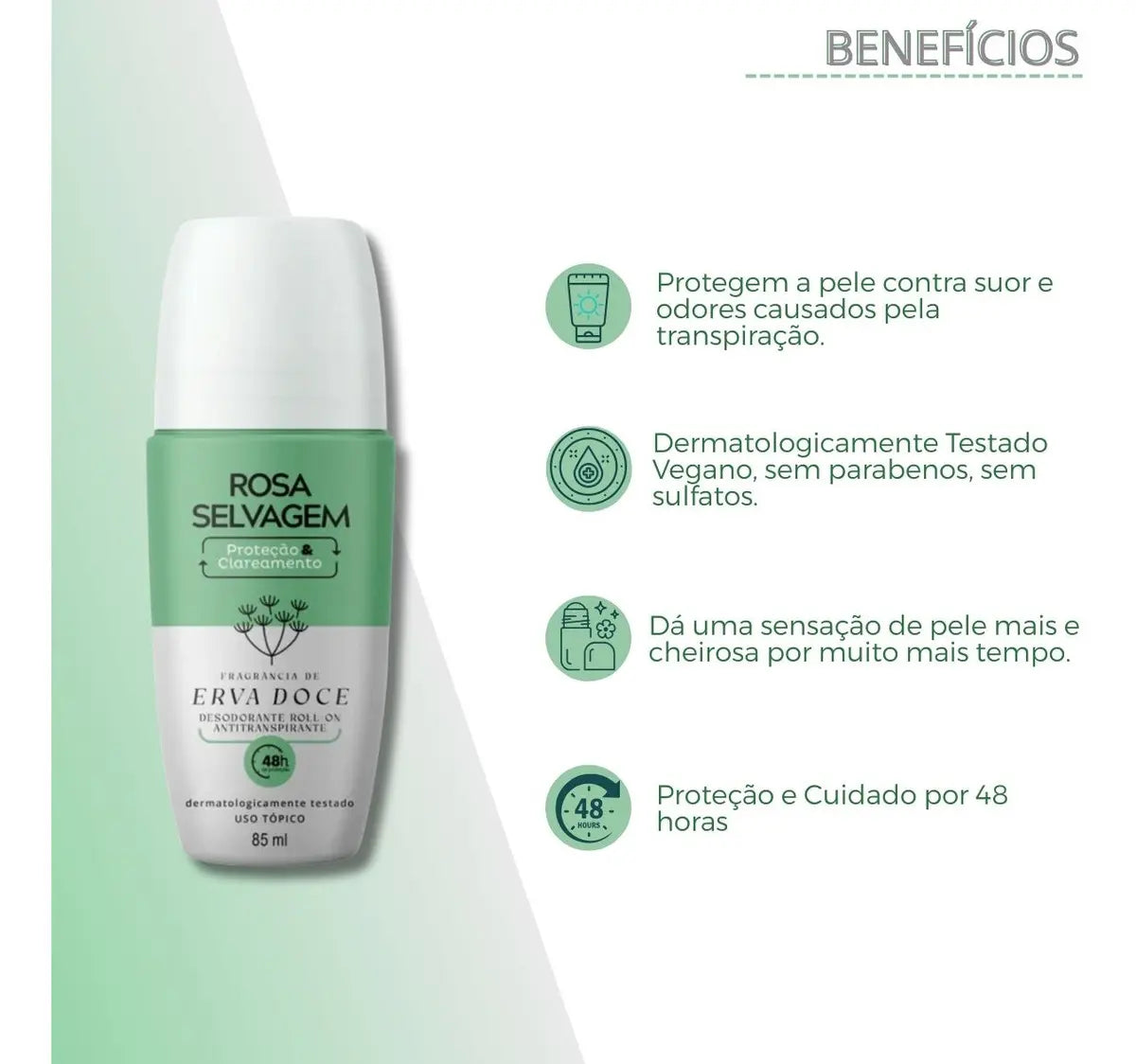 Rosa Selvagem Desodorante Roll-On Erva Doce 85ml - detalhe