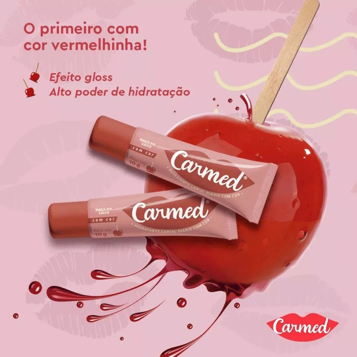 Carmed Hidratante Labial Maçã do Amor com Cor Efeito Gloss 10g