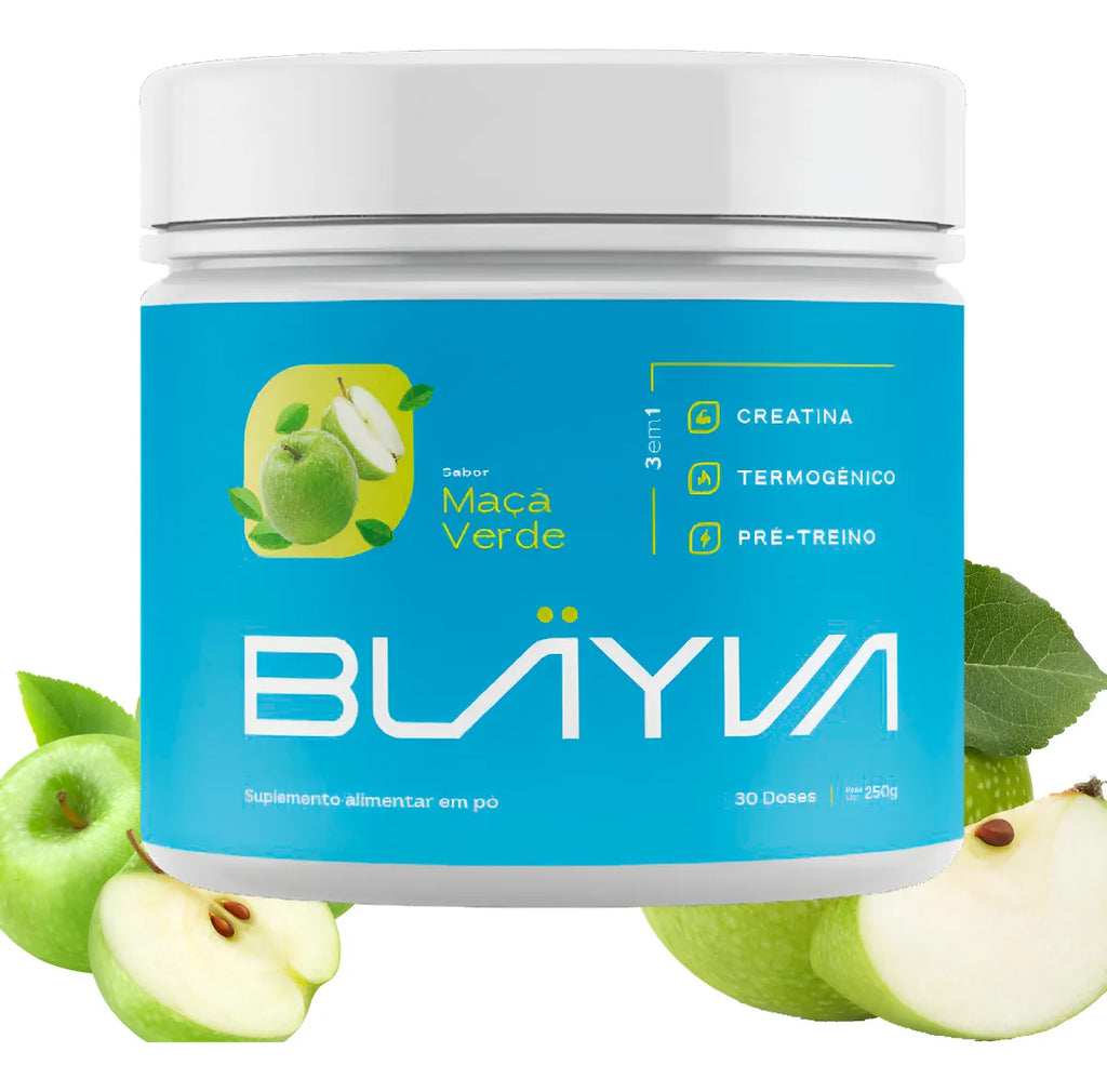 Blayva Pré-Treino 3 em 1 - Creatina HCL + Termogênico  Maçã Verde