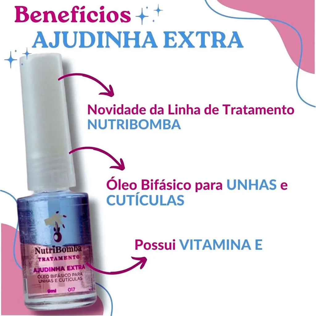 Nutribomba Ajudinha Extra - óleo bifásico para unhas e cutículas com vitamina E