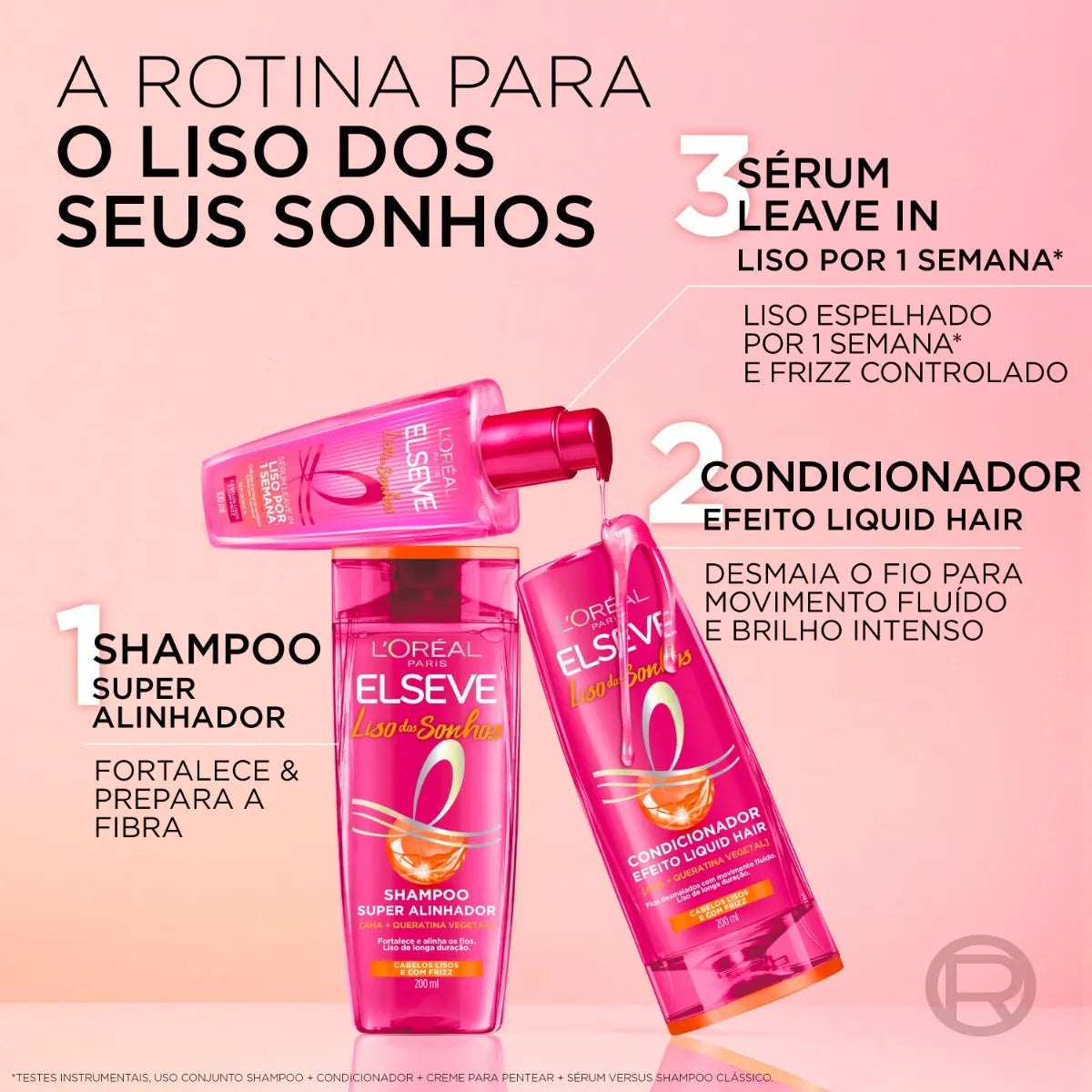 L'Oréal Paris Elseve Liso dos Sonhos Kit Rotina Capilar 3 Produtos