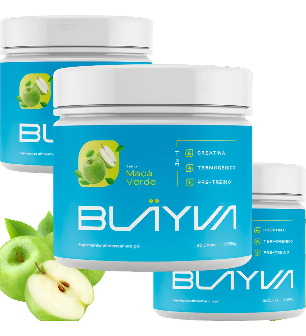 Blayva Pré-Treino 3 em 1 - Creatina HCL + Termogênico  Maçã Verde
