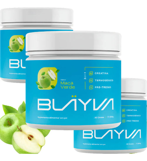 Blayva Pre-Treino 3 em 1 Creatina HCL e Termogenico Maca Verde Kit 3 Potes