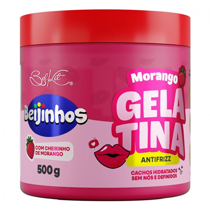 Belkit Gelatina Capilar Antifrizz Beijinhos Morango Hidratacao Cachos Definidos 500g