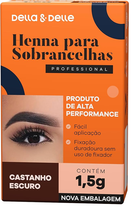 Della & Delle Henna para Sobrancelhas Castanho-Escuro 1,5g