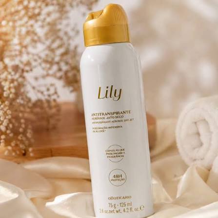 O Boticario Lily Desodorante Antitranspirante Aerosol Jato Seco 48h 75g 125ml
