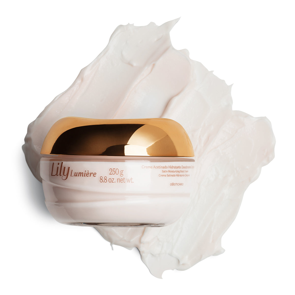 O Boticário Lily Lumière Creme Acetinado 250g - textura aveludada
