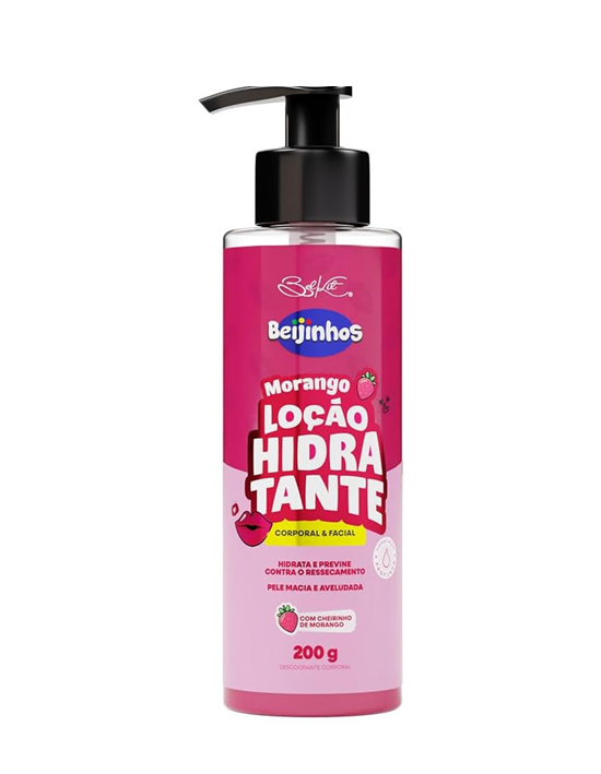 Loção Hidratante Beijinhos Morango 200g - Hidratação e Perfume Delicioso