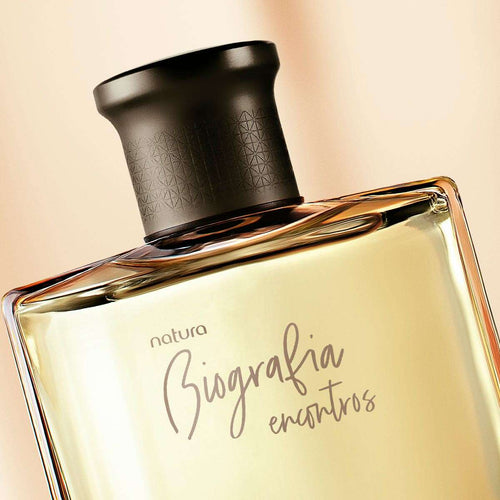 Natura Biografia Encontros Masculino Frasco Detalhe Tampa e Rotulo Dourado