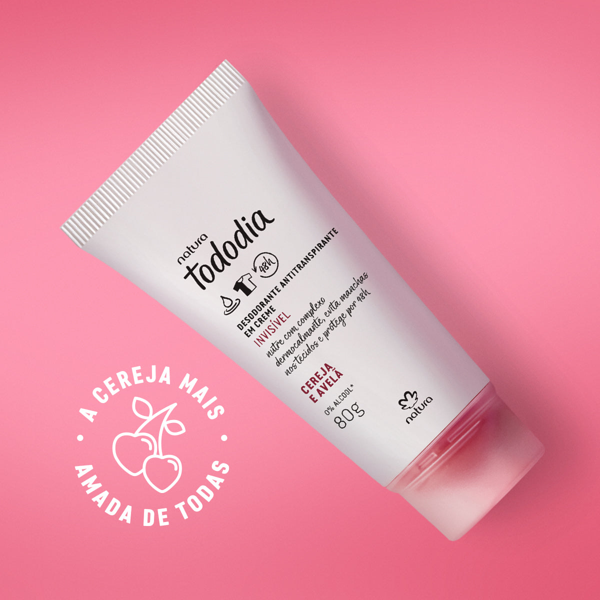 Natura Tododia Desodorante Antitranspirante Creme Cereja e Avelã 80g