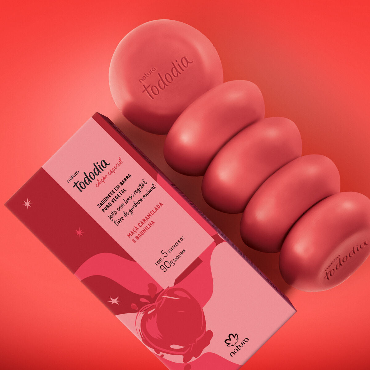 Natura Tododia Sabonete em Barra Maçã Caramelada e Baunilha 5x90g