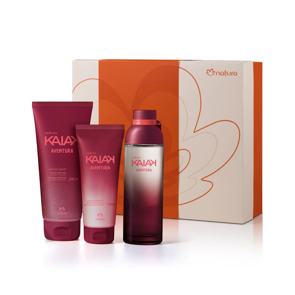 Natura Kit Presente Kaiak Aventura Feminino Deo Colônia 100ml + Hidratante 100ml + Sabonete Líquido 200ml