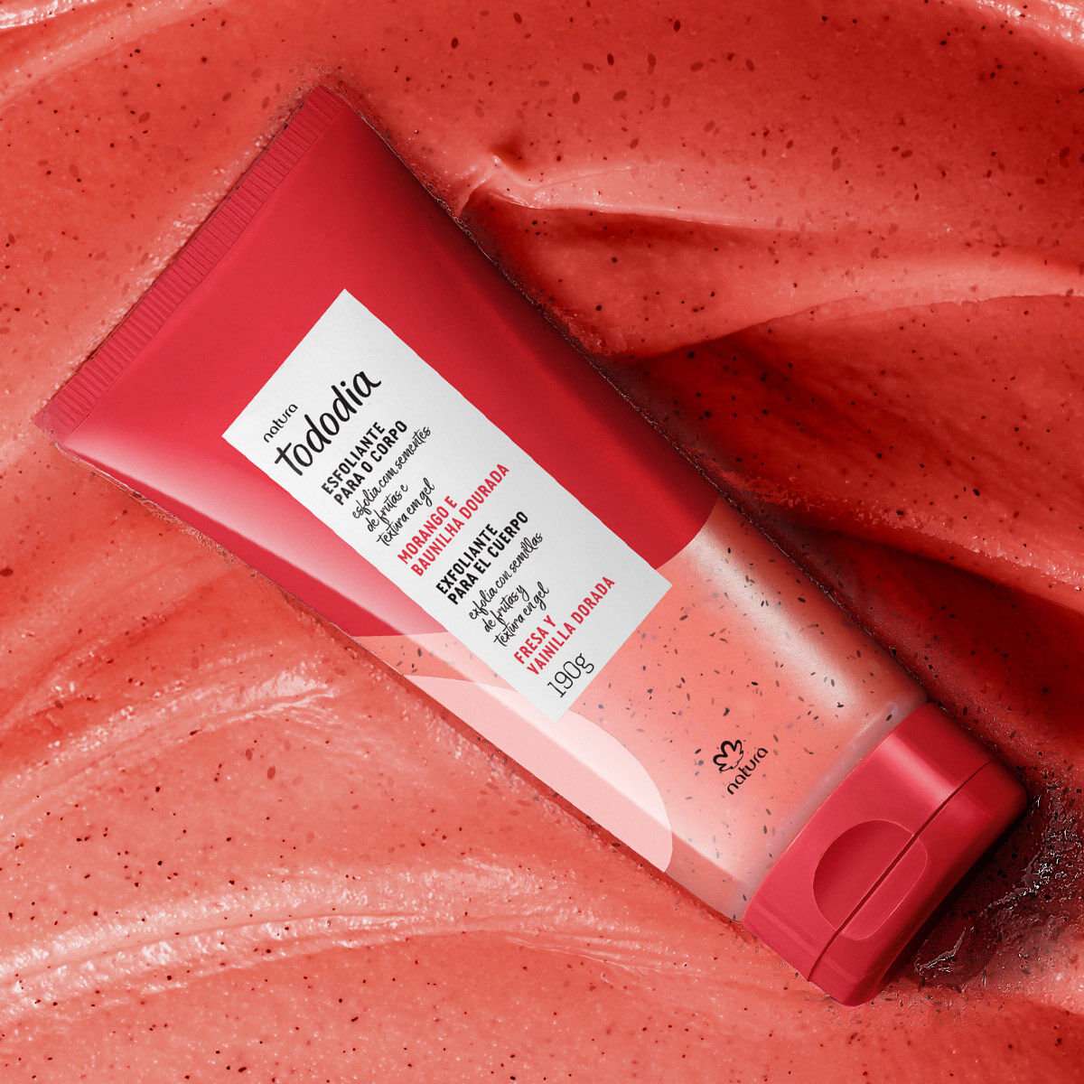 Natura Tododia Morango e Baunilha Dourada Esfoliante Corporal 190g