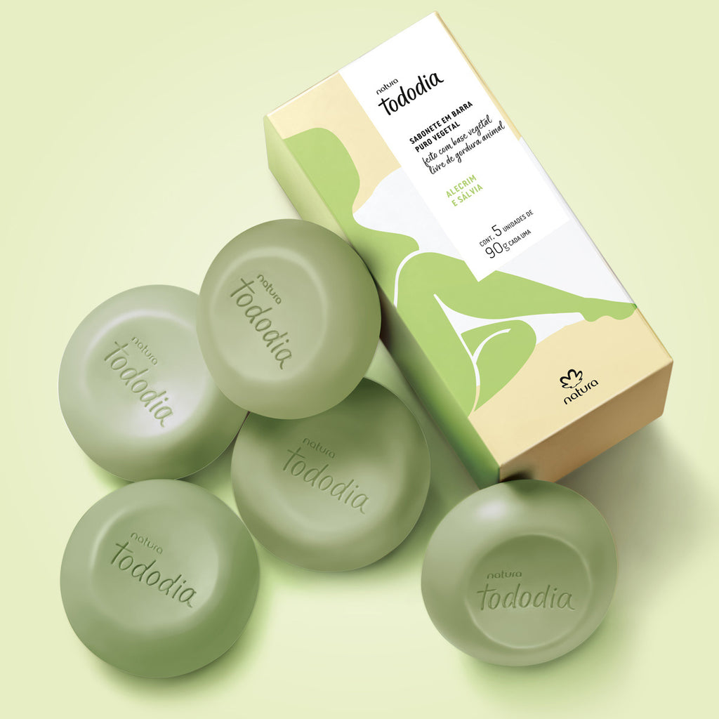 Sabonete em Barra Puro Vegetal Tododia Alecrim e Sálvia - 5 un. de 90 g