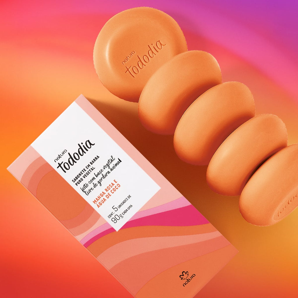 Natura Tododia Sabonete em Barra Puro Vegetal Manga Rosa e Água de Coco 5x90g