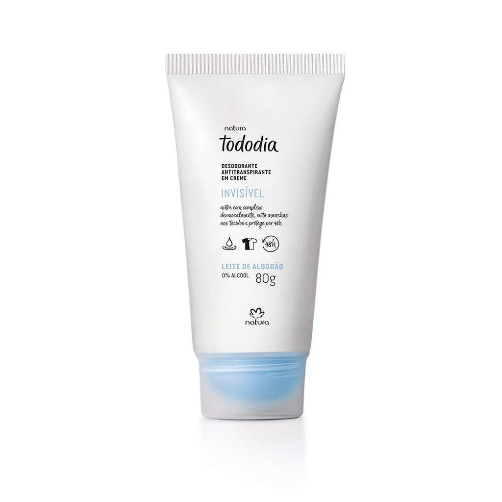 Desodorante Antitranspirante em Creme Tododia Leite de Algodão 80g - 48h de Proteção