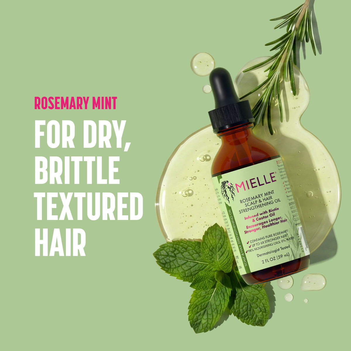 Mielle Óleo Rosemary Mint para cabelos secos e texturizados