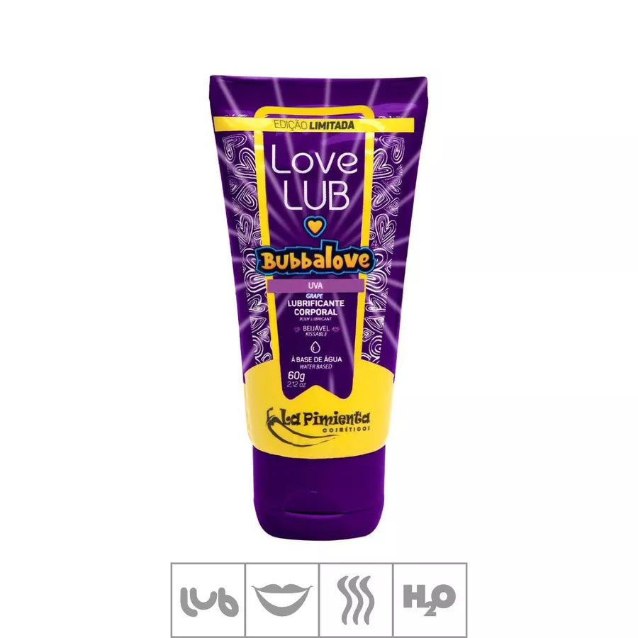 Bubbalove Lubrificante Beíjável Base Água Uva 60g