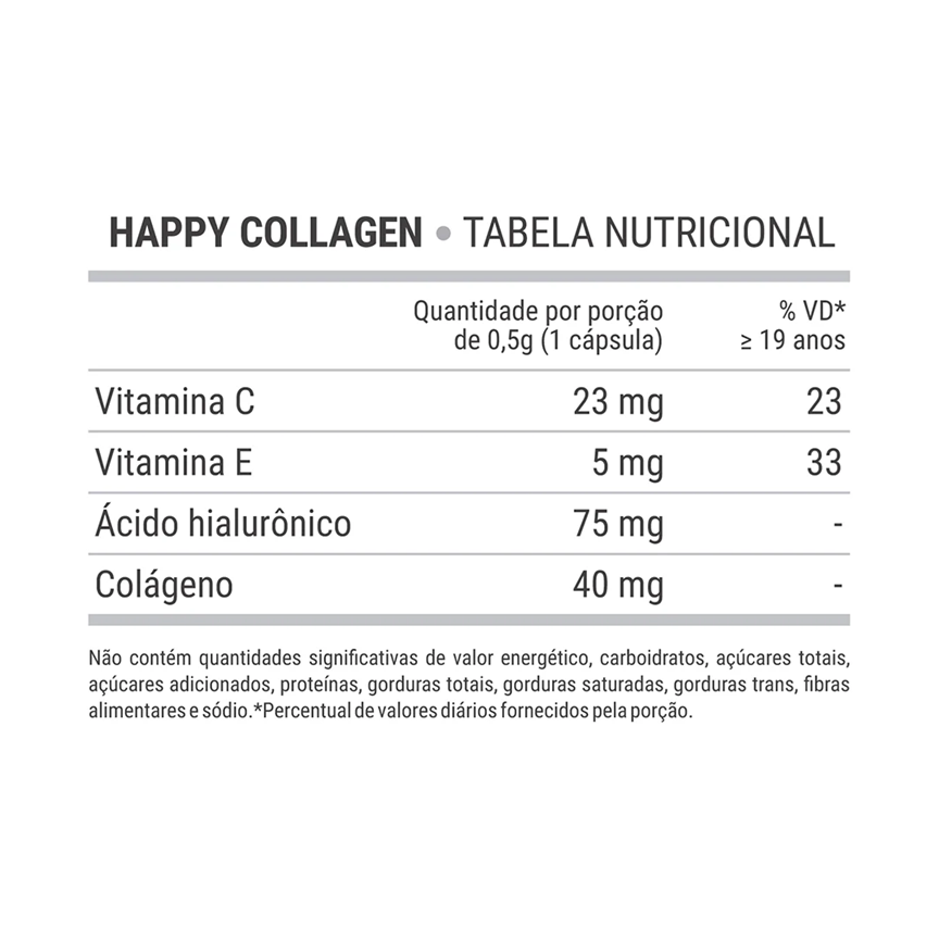 Happy Colágeno Com Ácido Hialurônico Happy Hair - 30 capsulas